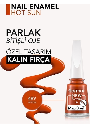Flormar Nail Enamel Yüksek Pigmentli & Parlak Bitişli Oje Fne-489 Hot Sun