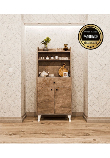 Dekorfim Çok Amaçlı Airfry Dolabı Kahve Köşesi Gri