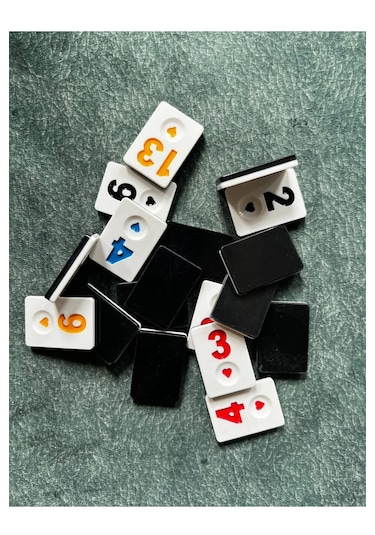 Çift Katlı Okey Taşı Siyah - Beyaz