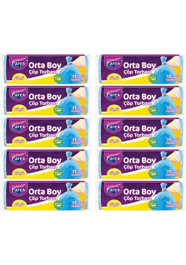 Parex Güçlü Çöp Torbası Orta Boy 10 x 15 Adet