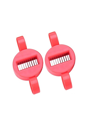 Fortunelane 2 Adet Yeşil Fasulye Dilimleyici, Inox Bıçaklı Fransız Usulü Dilimleme Aleti, Kırmızı Mutfak Aleti Kırmızı