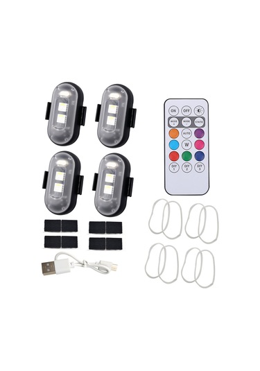 Evrensel Led Uyarı Işığı Çok Renkli Strobe Işığı Motosiklet Güvenlik Işığı Bisiklet Yanıp Sönen Işıklar Ip65 Su Geçirmez Uzaktan Kumandalı Siyah