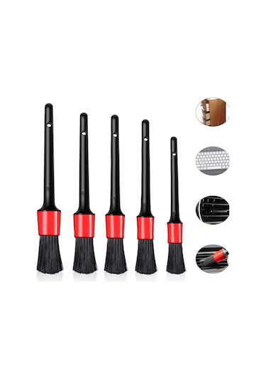 Oto Motto Oto Detay Fırçası Seti 5'li Farklı Boyutlarda Detay Fırçası Araba Oto Klima Temizleme Fırçası