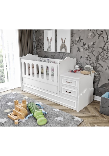 Kznhome Kartopu Büyüyen Beşik Beyaz - Tamamı 1. Kalite Mdf Beyaz