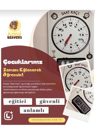 Saat Kaç Öğrenme Seti Zaman Kavramını Öğrenin - Miniklerimiz İçin Renkli Ahşap Oyuncak