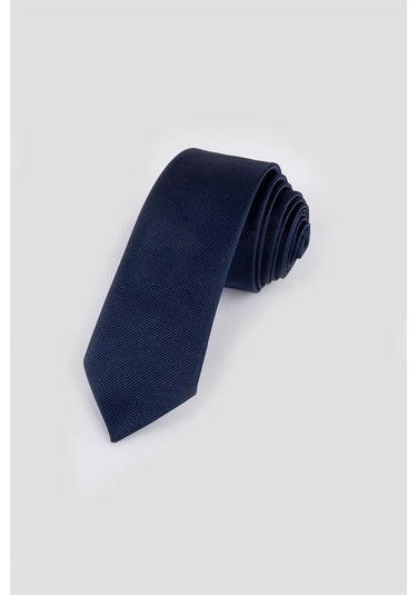 Tudors Kendinden Desenli İnce Kravat - Lacivert