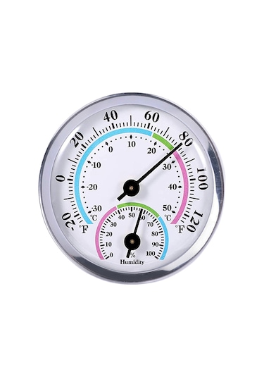 Maiyame Duvar Tutulabilen Kompakt Oda Sıcaklık Nem Ölçeri - Bebek Aileleri İçin Gerekli - Pil Gerekmez - Gümüş Renk