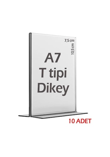 A7 T-Tipi Dikey Şeffaf Pleksi Mika Föylük Menü Broşürlük Etiketli