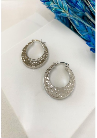 Demokan Kadın Küpe Vintage Taşlanmış Yuvarlak Küpe 001