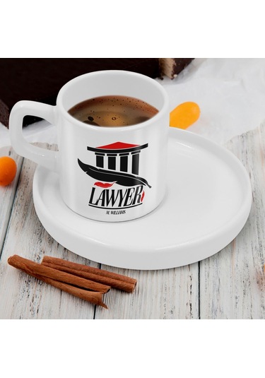 Bk Gift Kişiye Özel Sunum Tabaklı Avukat Tasarımlı Kahve Fincanı-2, Sevgiliye Hediye, Arkadaşa Hediye, Avukata Hediye Kobitmeyen137766 Bk Gift