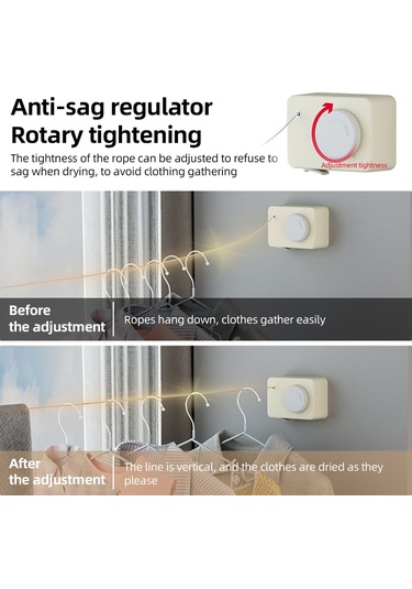 Folinda 4.2m Çelik Teli Gizli Geri Çekilebilir Çamaşır İpi - Duvar Montajlı, Delme Yok, Gerçek Zamanlı Daraltma, Ev Ve Dışarıda Kullanım, Yeşil Yeşil