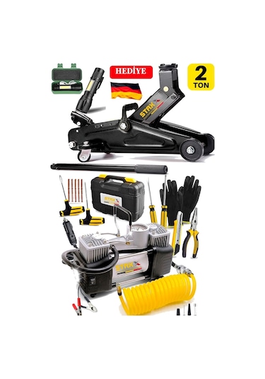 Staxx 2ton Tekerlekli Kriko + 150psı Kompresör Ve 4 Bijon Tam Set