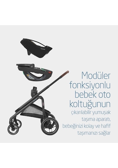 Maxi-Cosi Coral 360 Dönebilir 2'si Bir Arada Modüler Ana Kucağı ve Oto Koltuğu Essential Black