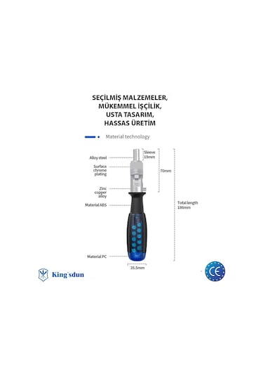 Kingsdun 10 U 1 Arada Circirli Çift Yönlü Tornavida Seti Ks-840047