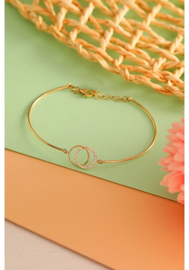 14 Ayar Altın Bileklik Kelepçe Çift Alyans Modeli 7,00 Cm Çapında Sarı Altın