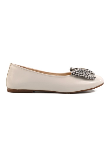 Aspor Beyaz Rugan Fiyonk Kurdeleli Kız Çocuk Babet Çok Renkli