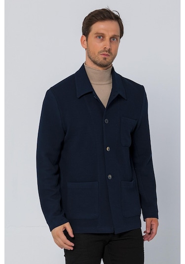 Cekmon Erkek Düğmeli Çok Cepli Rahat Blazer Regular Fit Klasik Ceket 001