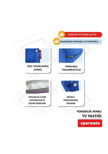 Xpermate Yükseklik Ayarlı Tv Yastığı Bel Destek Yastığı Koyumavi