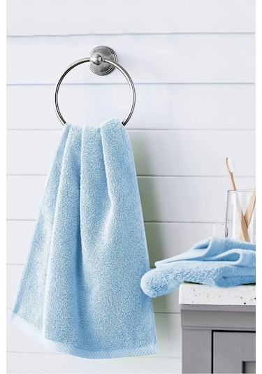 10 Lu El Yüz Otel Havlusu 50x85 Cm Renkli 16/1 Avs 200 Gr Mavi