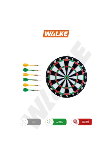 Walke 16inç Dart Tahtası Seti, 6 Çelik-Plastik Dart ile Çift Taraflı Dart Tahtası Oyunu, Oyun Salonları