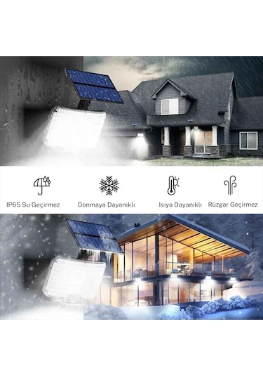 Techtic Güneş Enerjili Solar Lamba 234led Hareket Sensörlü Kumandalı Su Geçirmez Duvar Lambası Siyah