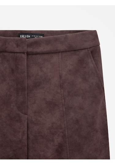 Dilvin 72257 Dikiş Detaylı Süet Pantolon-bordo Bordo
