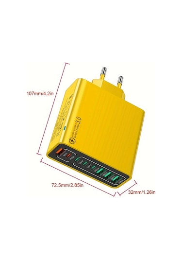 Xuweiwei Kaxoe 45w Çoklu Bağlantı Hızlı Şarj Cihazı Sarı Usb C Duvar Adaptörü Qc 3 0 Iphone Samsung Uyumlu İçin Sarı