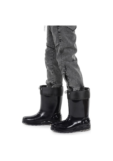 Kiko Kids Savana Su Geçirmez Erkek Çocuk Yağmur Çizmesi Siyah Siyah