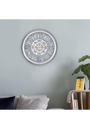 Suntek Ofis Ev İçin 11" Dekoratif Retro Duvar Saati Gümüş