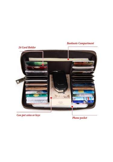 Sones Humerpaul Bp816 Rfıd Anti-Manyetik Erkek Uzun Cüzdan İş Retro Çoklu Kart Solt Çanta Kahverengi