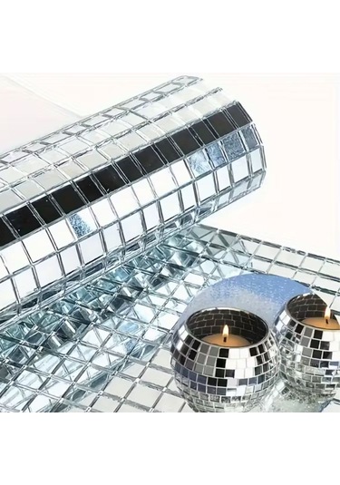 Kare Silver Cam Mozaik Fayans Çıkartmaları El İşi Kare Cam Fayans