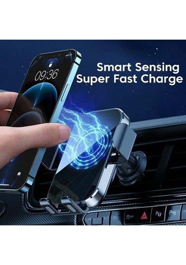 Wisdomselect X10 15w Kablosuz Hızlı Şarj Araba Şarj Cihazı Telefon Tutucu Cep Telefonu Braket Standı - Gümüş Gümüş Yok Havalandırma Gmea03