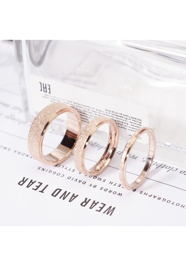 Rose Gold Basit Fırçalama Paslanmaz Çelik Kadın Yüzük Genişliği Gül Altın Renk Parmak Hediye Kız Takı Için 6mm-4