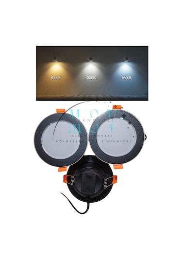 220 Volt 3 Adet 7 W Siyah Krom Kasa Cob Led Tek Spotta 3 Farklı Işık 6500k-4000k-3000k Sıva Altı Do Çok Renkli