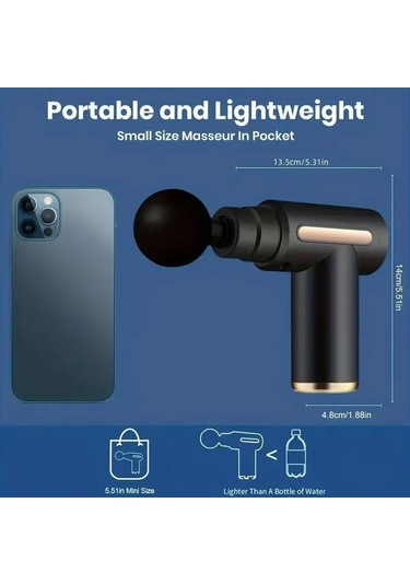 Fochsia Black Taşınabilir Derin Doku Masaj Tabancası Yüksek Tork Motoru 6 Hız 4 Başlık Usb Şarj Altın