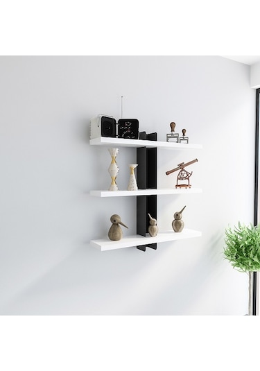 Duvar Rafı Mita Beyaz Siyah