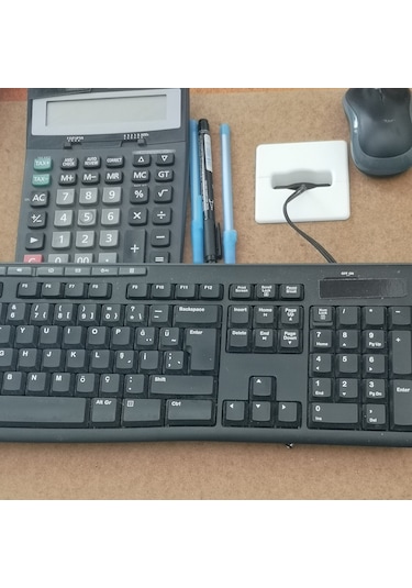 Adilon Masaüstü Kablo Kanalı Deliği Kapağı, Kare, Beyaz 6 Cm