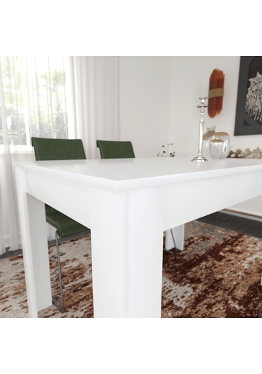 Single  Beyaz Dikdörtgen Yemek Masası 120x80 / Beyaz