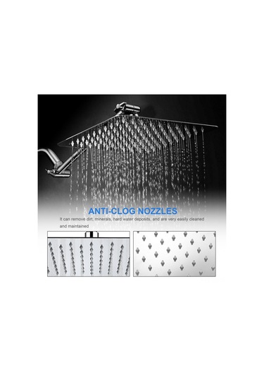 Geeroyoo 8 İnç İnce Kare Duş Başlığı Jo-819 Gümüş - Yüksek Basınçlı, Paslanmaz Çelik, Su Tasarruflu, Kendini Temizleyen Nozullar Diğer