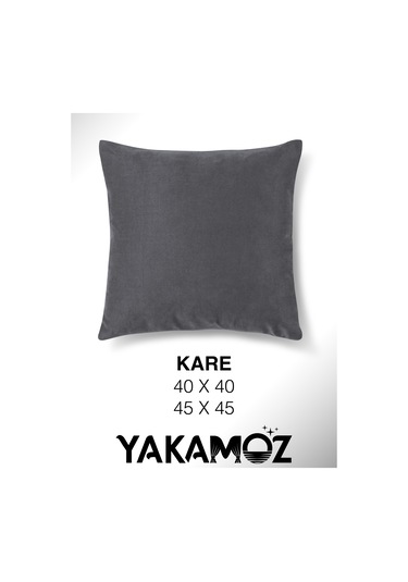 Karanlık Gri Kırlent , Yastık Kılıfı Kadife Görünümlü Velvet Touch Serisi Karanlık Gri