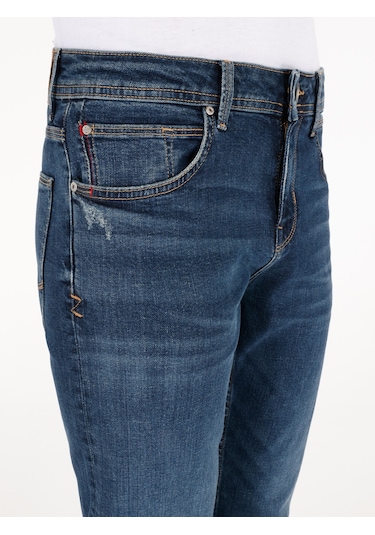 Colins 044 Karl Normal Kesim Düşük Bel Düz Paça Mavi Erkek Pantolon Cl1071285 Denim