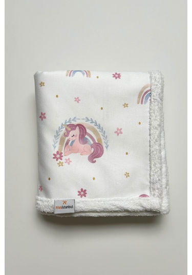Fluffy Bebek Battaniyesi 70x100 Cm Unıcorn Desen Pembe