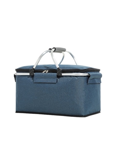 30l Kapaklı Piknik Sepeti, Isıya Dayanıklı, Gümüş Gri Mavi Mavi