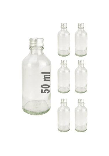 Digithome 6 Lı 50 Ml Gümüş Metal Kapaklı Cam Zencefil Shot Şişesi Söz Nişan Hediyelik Kolonya Şişesi