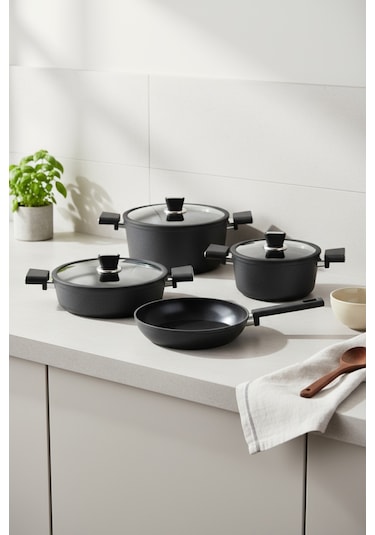 Bernardo Mayasa 7 Parça Seramik Tencere Seti Siyah Fil Dişi