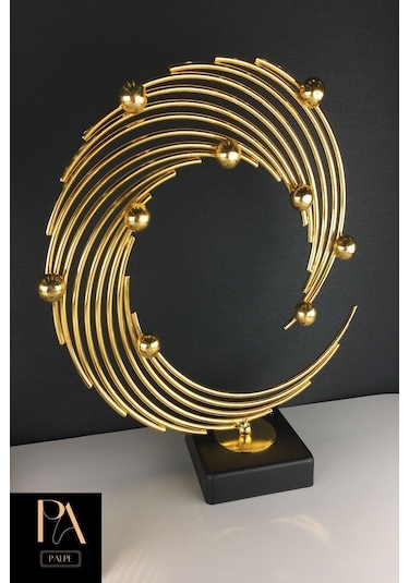 Gold 2'li Ofis Metal Aksesuar Biblo Ev Salon Dekorasyon Obje