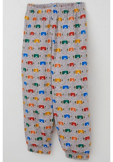 Breeze Erkek Çocuk Pijama Takımı Renkli Kayakçı Gözlüğü Desenli 1-3 Yaş, Gri Melanj Gri Melanj