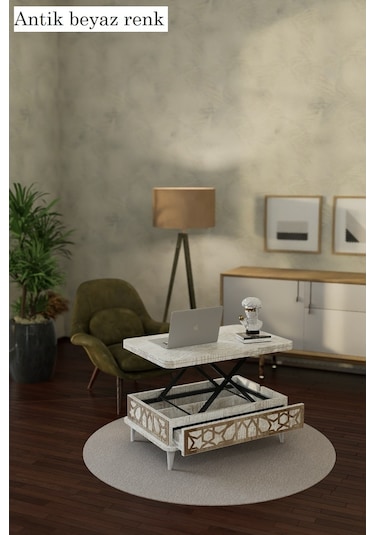 Rosa Desenli Akıllı Sehpa Çekmeceli, Sihirli Sehpa