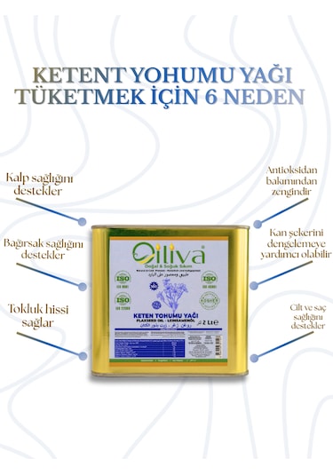 2 Litre Soğuk Sıkım Keten Tohumu Yağı %100 Doğal, Katkısız, Omega-3 Kaynağı 2 L