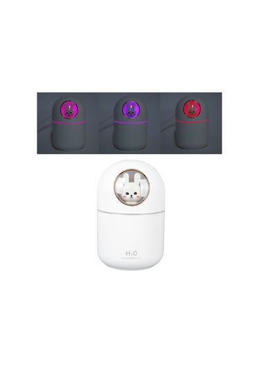Konesam Usb Mini Nemlendirici Ve Aromaterapi Diffüseri - 300ml Kapasite, Süper Sessiz, Otomatik Kapatma, Ev Ofis Araba Kullanıma Uygun, Beyaz Tavşan Desenli